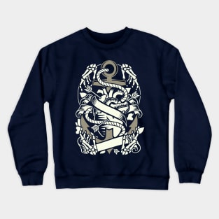 Retro Boat Anchor With Rope Heart Arrows And Bones Crewneck Sweatshirt